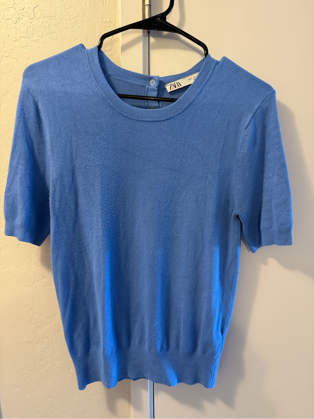 Zara Short Sleeve Crewneck Top in Sky Blue